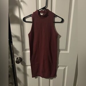Sleeveless Burgundy Pencil Dress